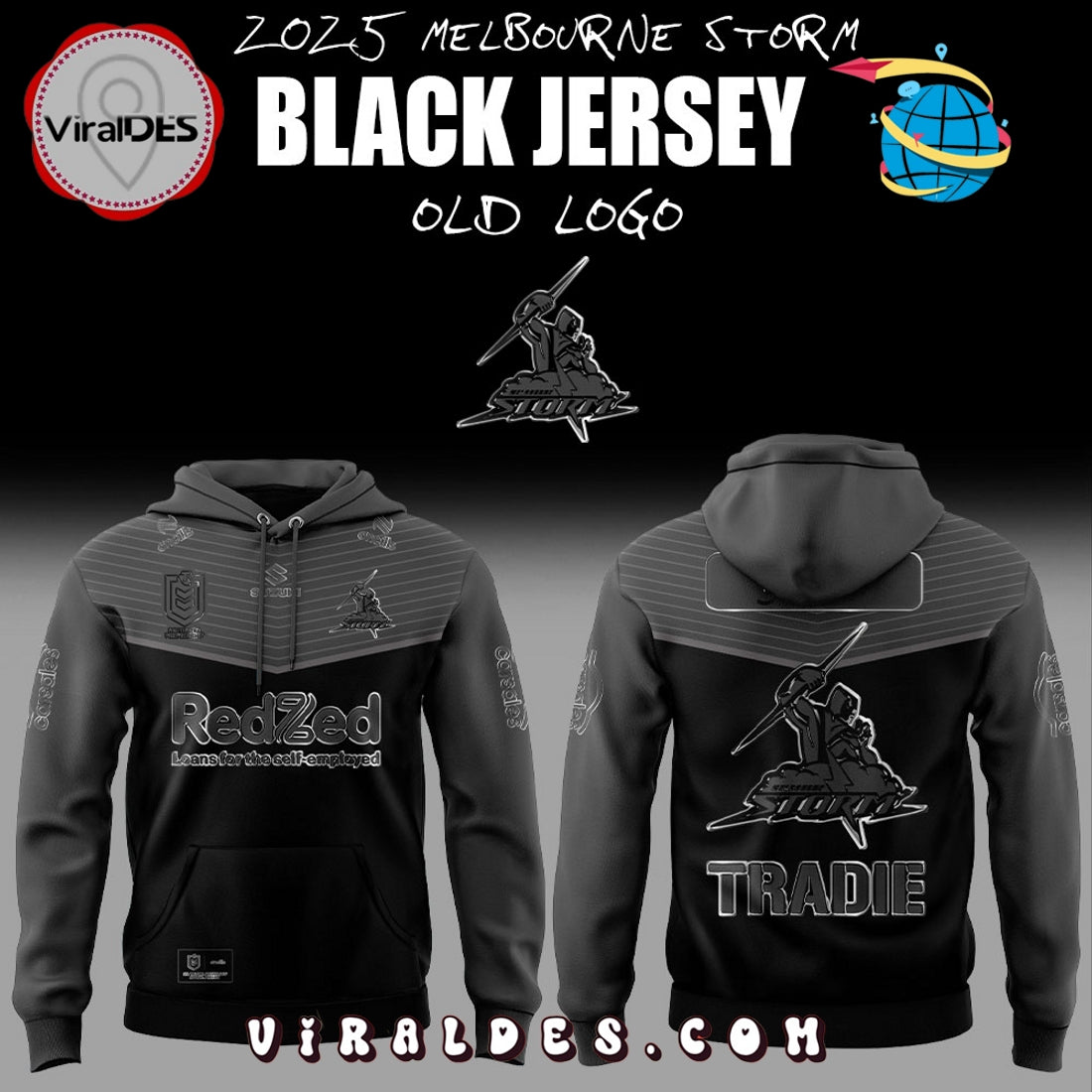 Melbourne Storm Back In Black Old Logo Hoodie And Pants