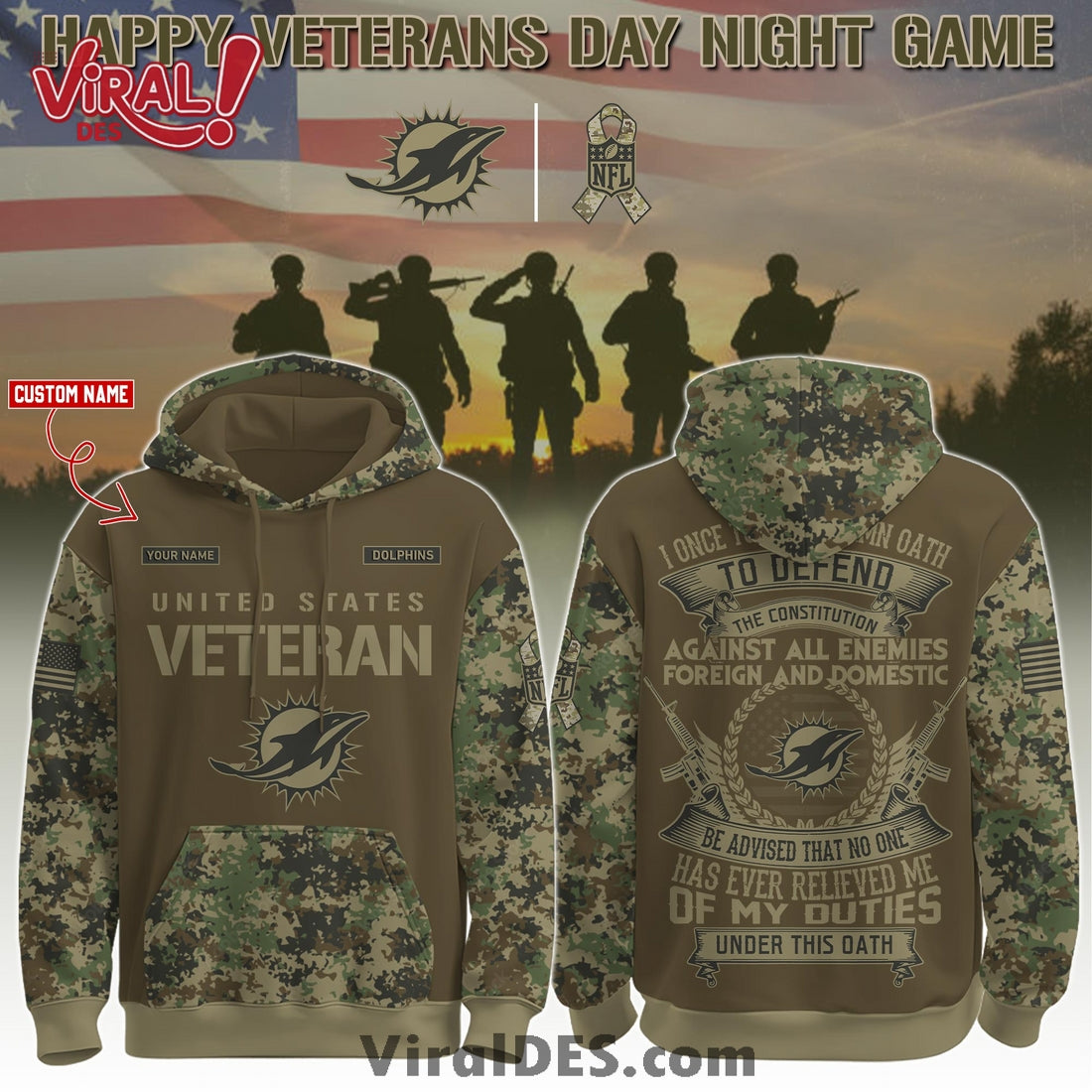 Miami Dolphins Salute to Service Limited Editions Hoodie