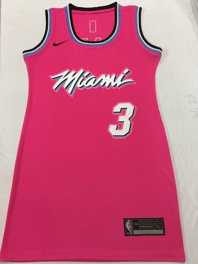 miami heat #3 dwyane wade Heat 3 # Wade Pink Women Dress Size s-xl (1)_[1]