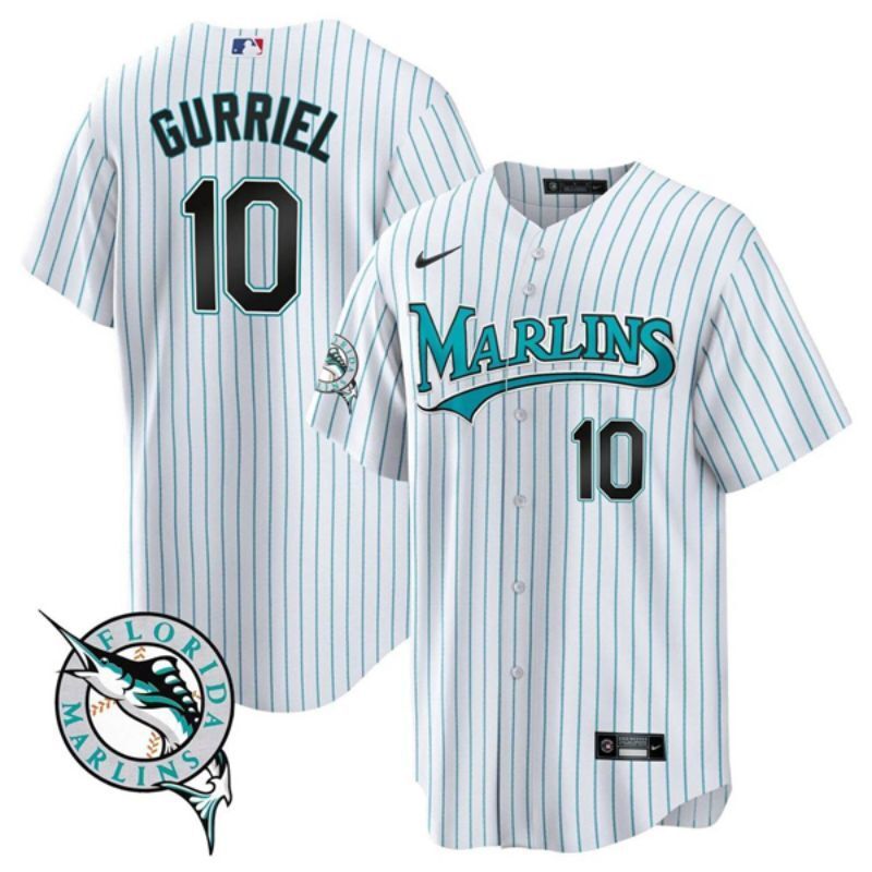 miami marlins #10 yulieski gurriel white cool base stitched baseball jersey