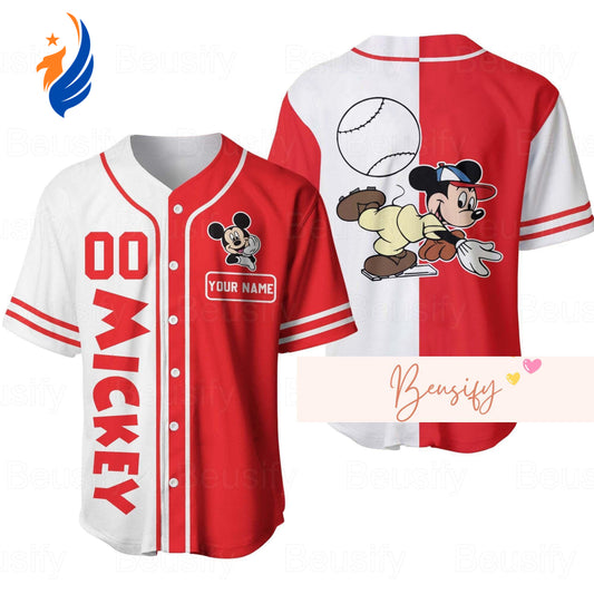 Custom Mickey Mouse Baseball Jersey - Funny Mouse Baseball Shirt for Him Sports Jersey Gift - Bafud