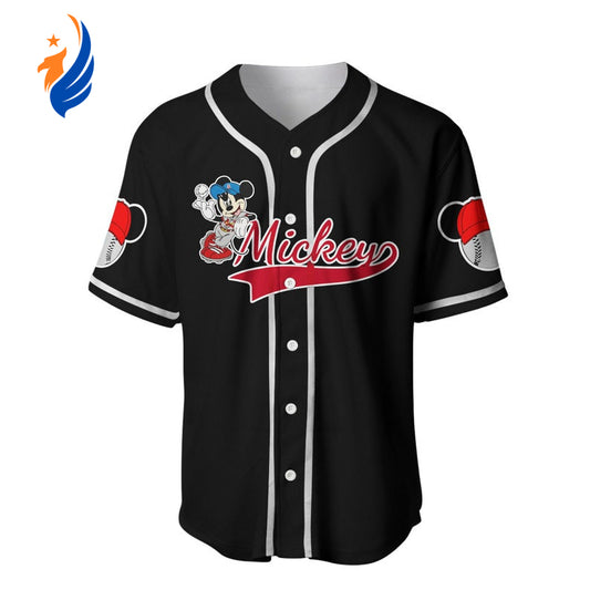 Unique Mickey Mouse Cartoon Print 3D Baseball Jersey - Black Unisex Shirt Shop Now! - Bafud