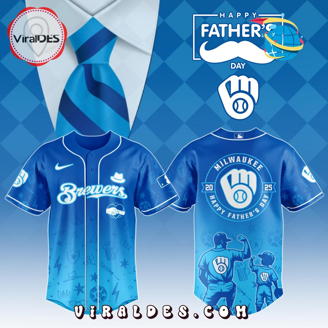 Milwaukee Brewers 2025 Father’s Day Baseball Jersey