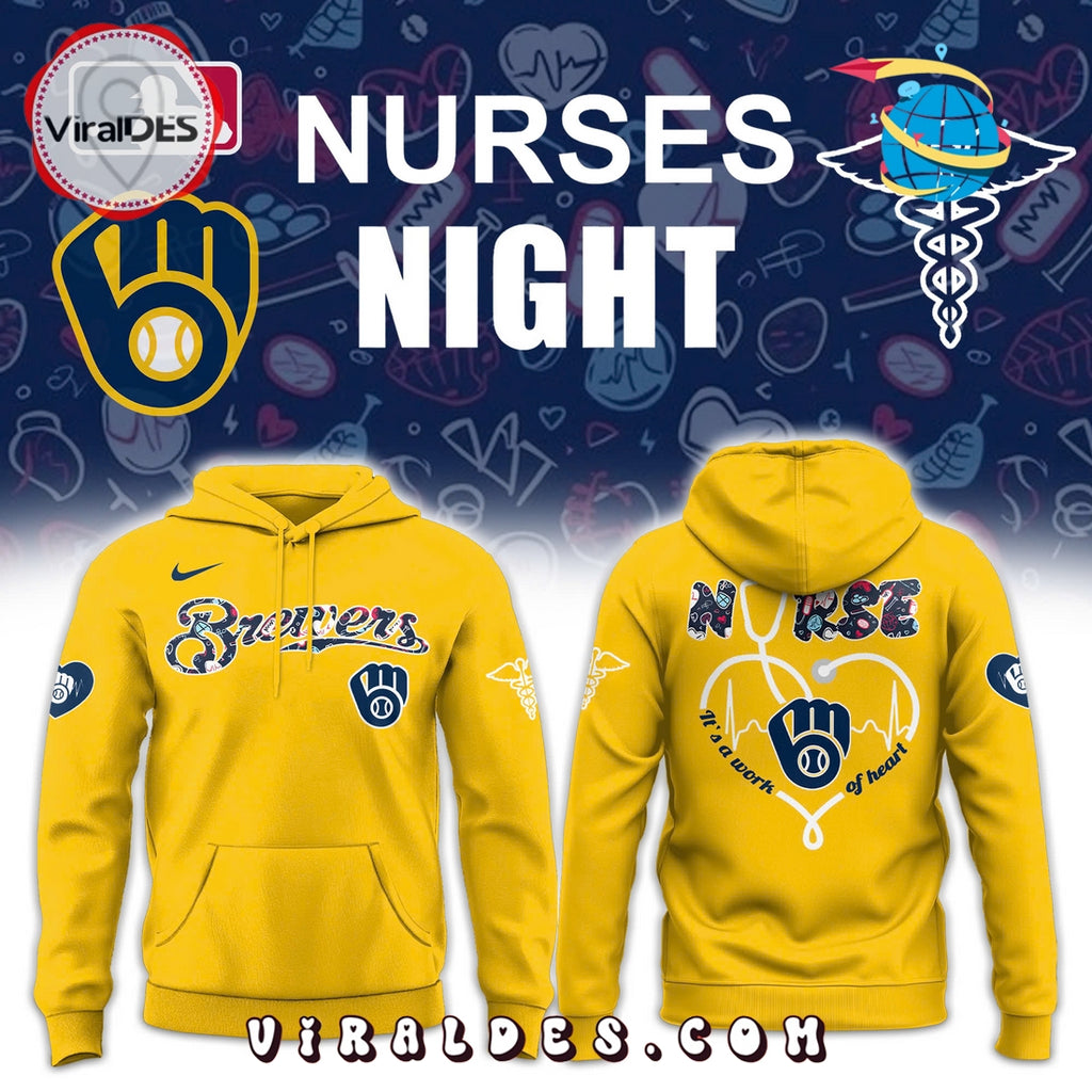 Milwaukee Brewers 2025 Nurses Night Hoodie – Gold
