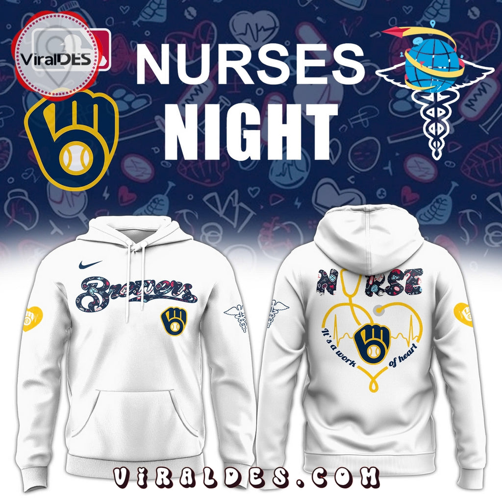 Milwaukee Brewers 2025 Nurses Night White Hoodie, Long Pants