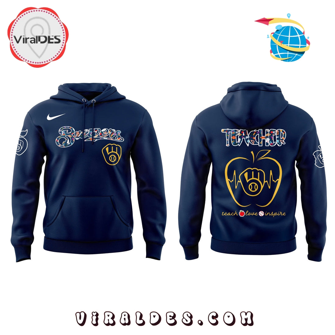 Milwaukee Brewers 2025 Teacher Night Navy Hoodie, Long Pants