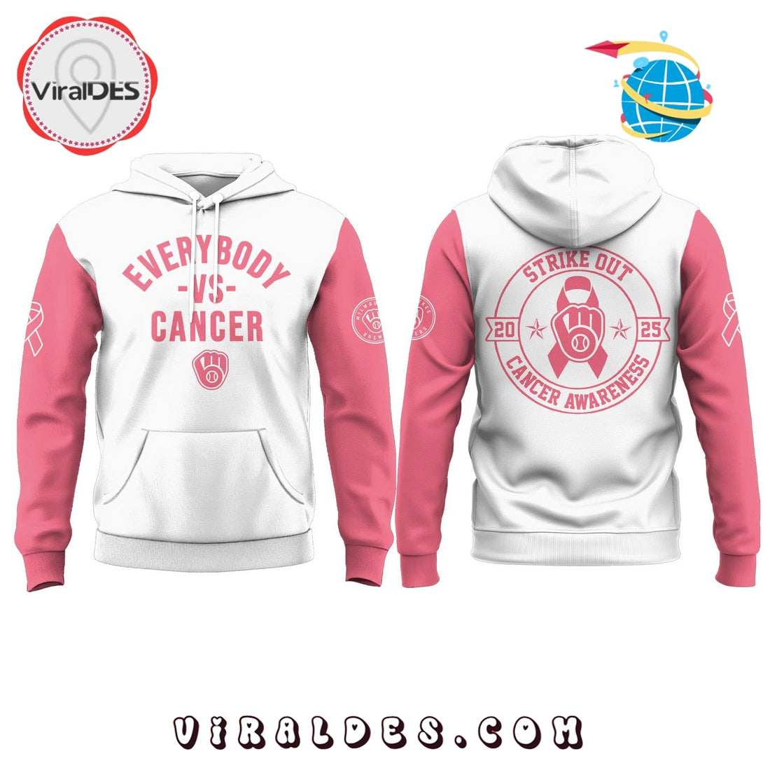Milwaukee Brewers Everybody vs Cancer Awareness Day Hoodie