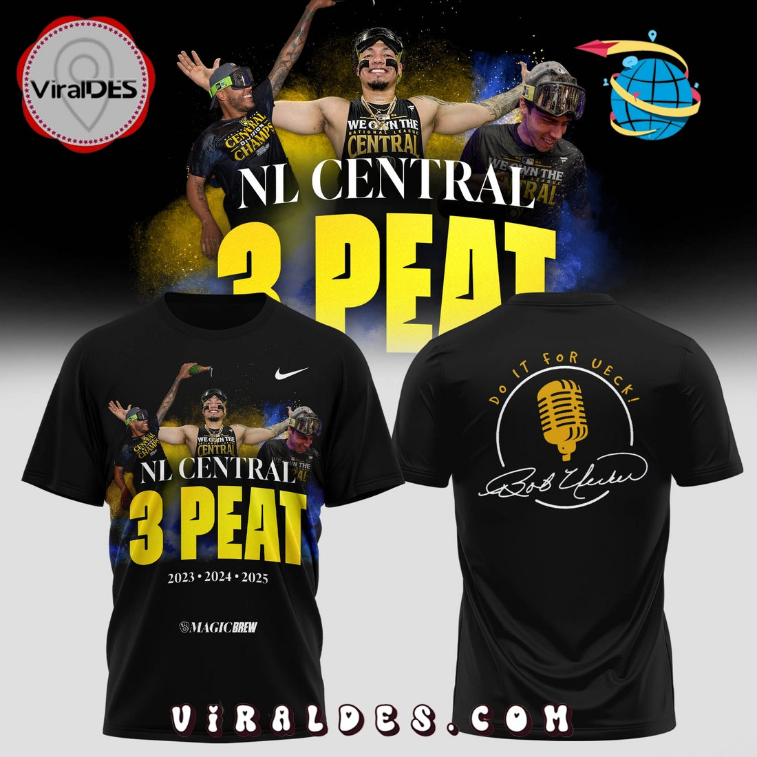 Milwaukee Brewers NL Central 3-Peat 2025 Hoodie