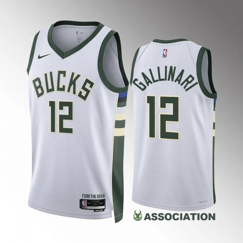 milwaukee bucks #12 danilo gallinari association edition white jersey