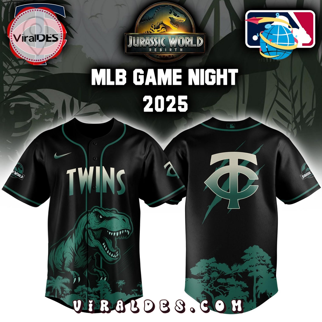 Minnesota Twins x Jurassic World 2025 Baseball Jersey