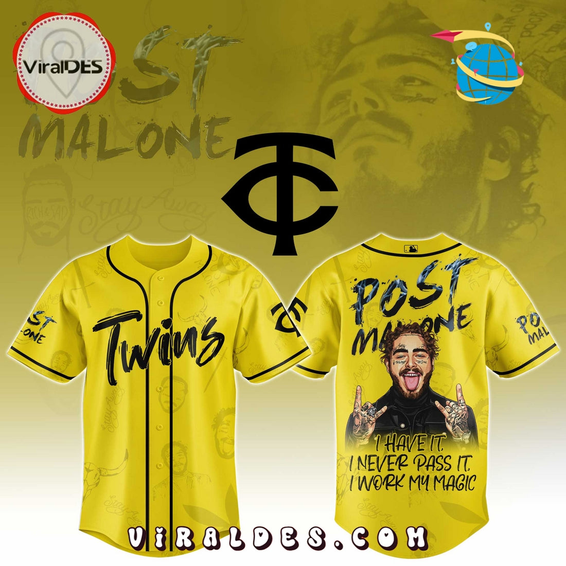 Minnesota Twins x Post Malone Tour 2025 Baseball Jersey