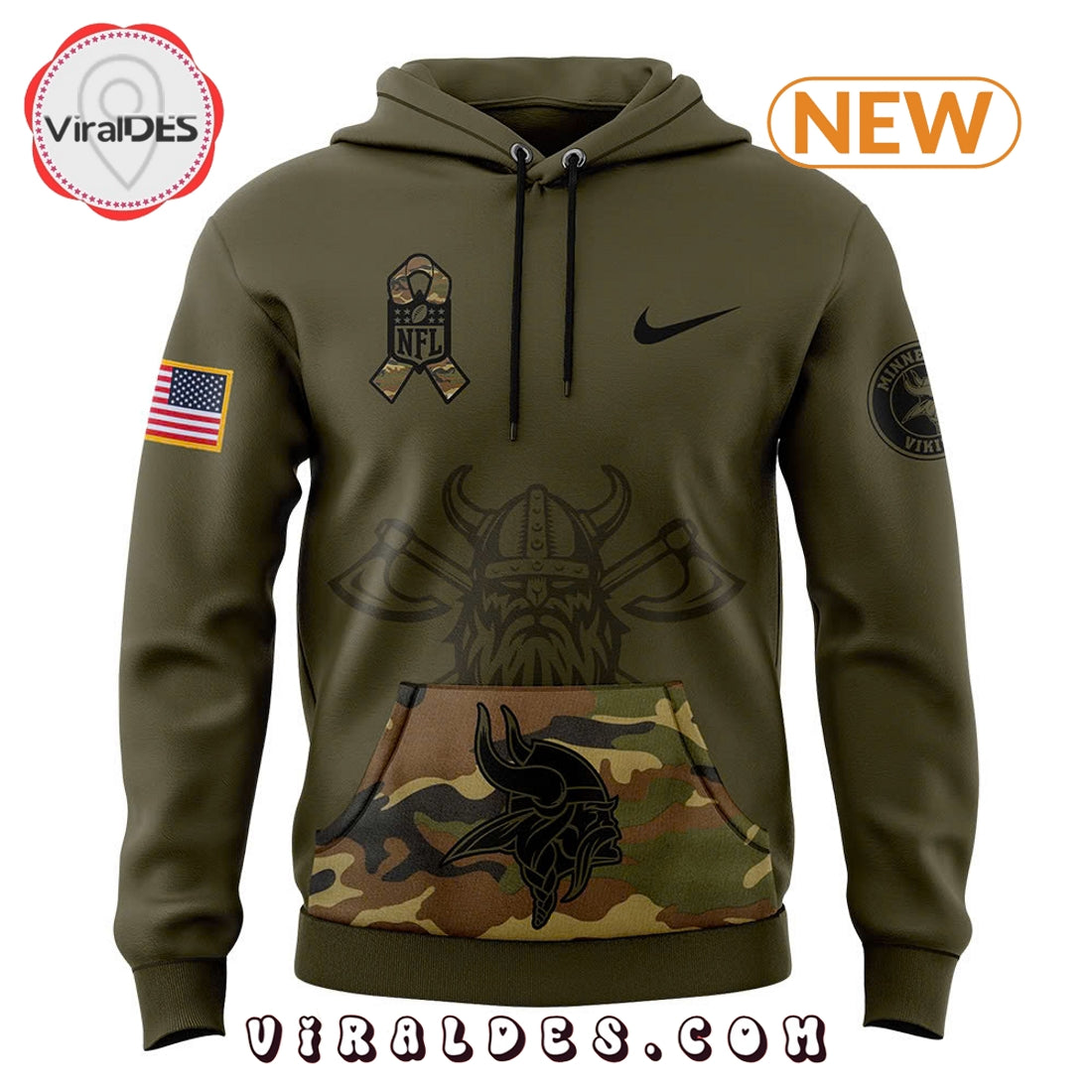 Minnesota Vikings Camo Salute to Service Hoodie