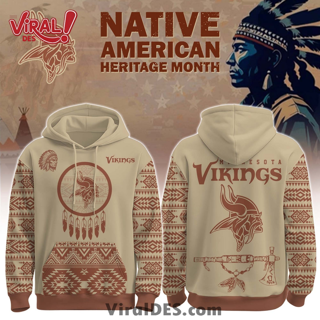 Minnesota Vikings Native American Heritage Month Hoodie, Long Pants