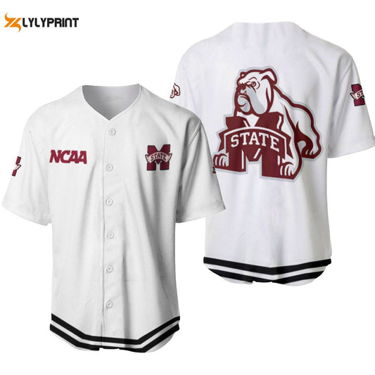 Mississippi State Bulldogs Classic White With Mascot Gift For Mississippi State Bulldogs Fans Baseball Jersey... (Image 1)