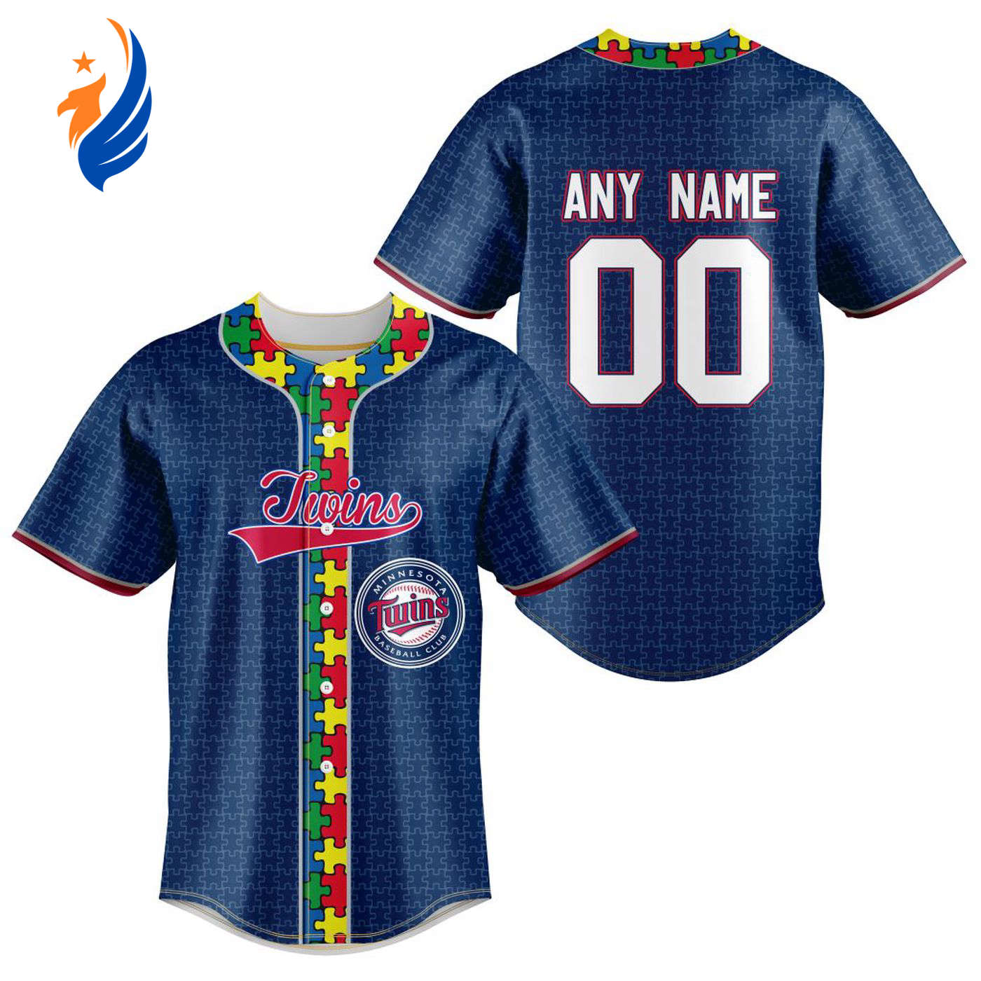 MLB Minnesota Twins Specialized Baseball Jersey Fearless Aganst Autism Gift for Men Women - Bafud T-Shirts,... (Image 1)