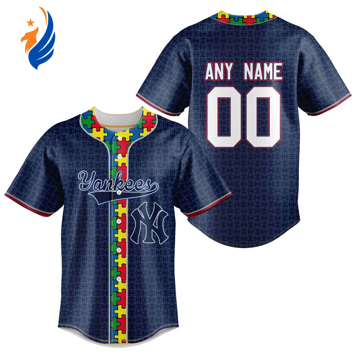 MLB NewYork Yankees Specialized Baseball Jersey Fearless Aganst Autism Gift for Men Women - Bafud T-Shirts,... (Image 1)