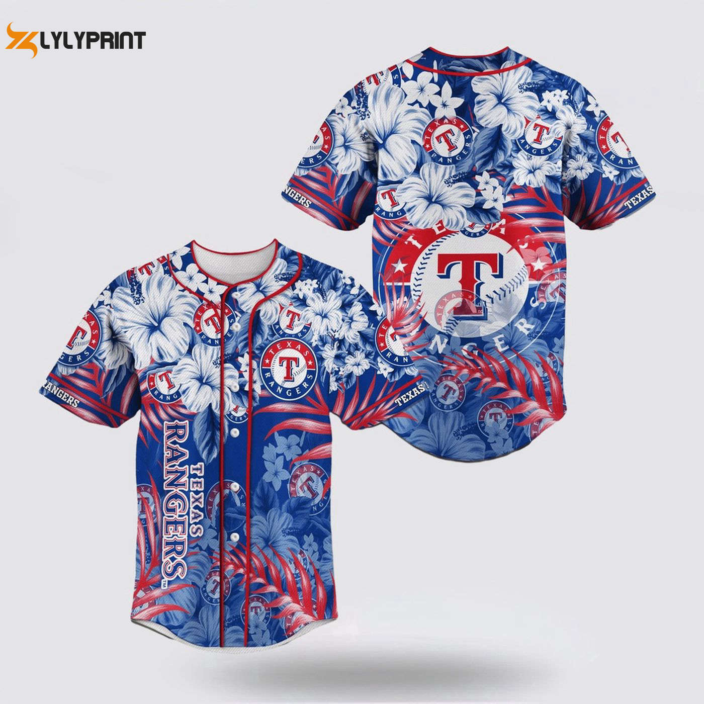 Texas Rangers Flower Pattern Baseball Jersey - Perfect for Fans - Gift for Men Women - lylyprint.com