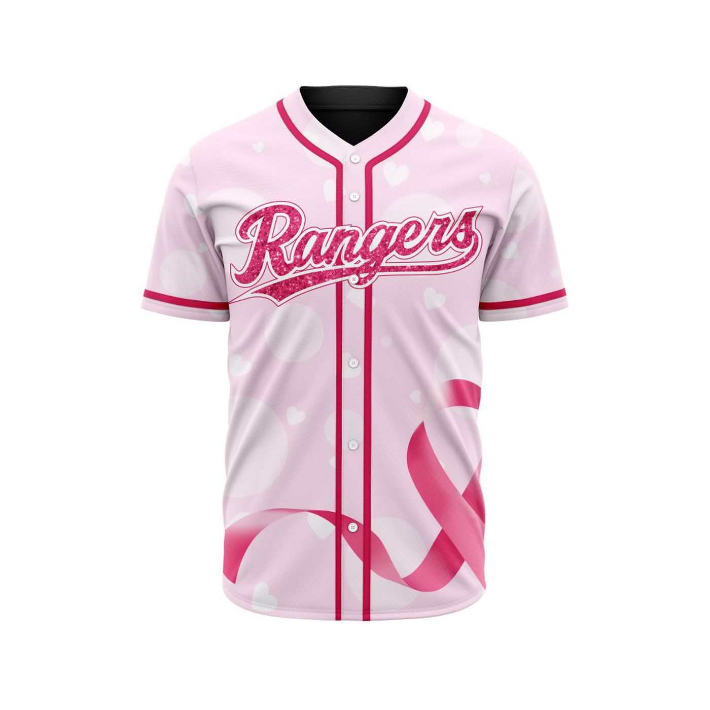 MLB Texas Rangers Special Pink Design Fight Breast Cancer Baseball Jersey Gift for Men Women - Bafud T-Shirts,... (Image 2)
