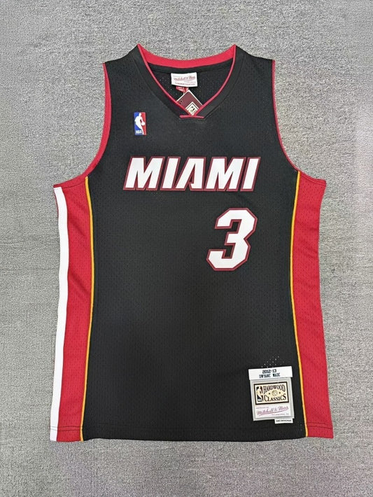 mn Retro Hot Press Jersey sw Heat Team 201213 Season Black 3 # Wade Style 2