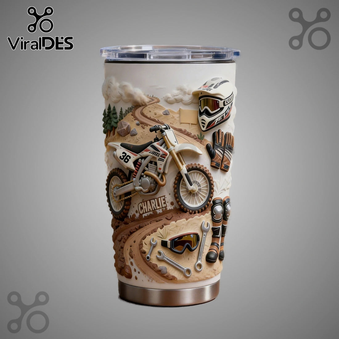 Motocross Personalized 3D Design, Off Road Motorcycle Lover Engraved Tumbler
