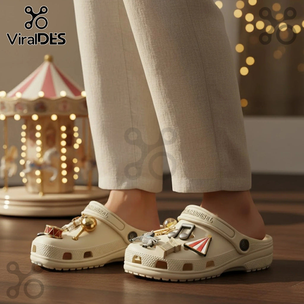 Musical Carousel Premium Crocs Clogs With Charms