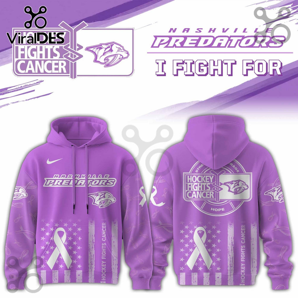 Nashville Predators Hockey Fights Cancer Purple Ribbon Hoodie