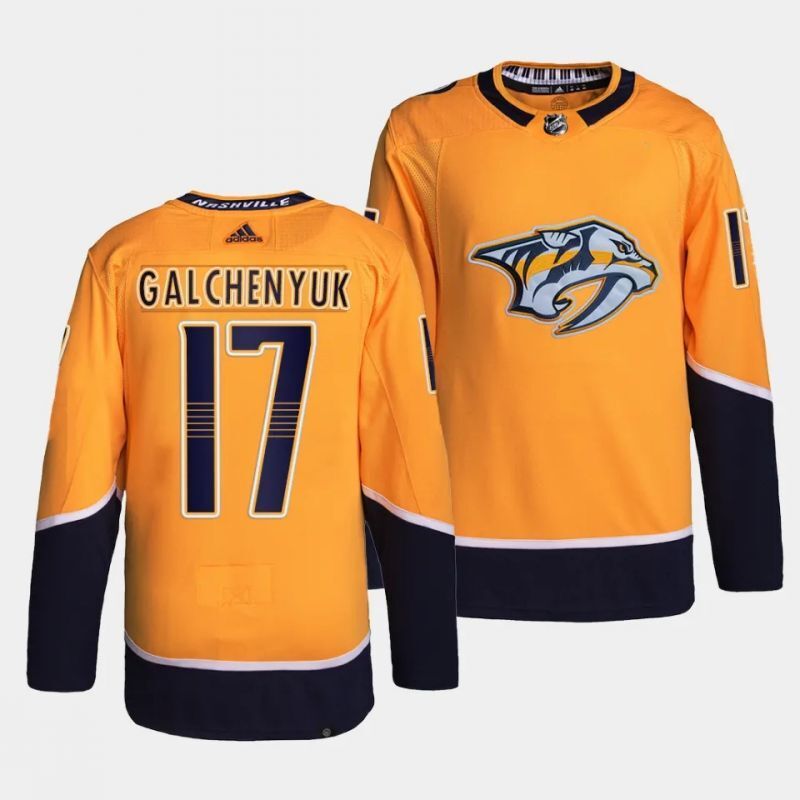 nashville predators #17 alex galchenyuk authentic pro gold home jersey