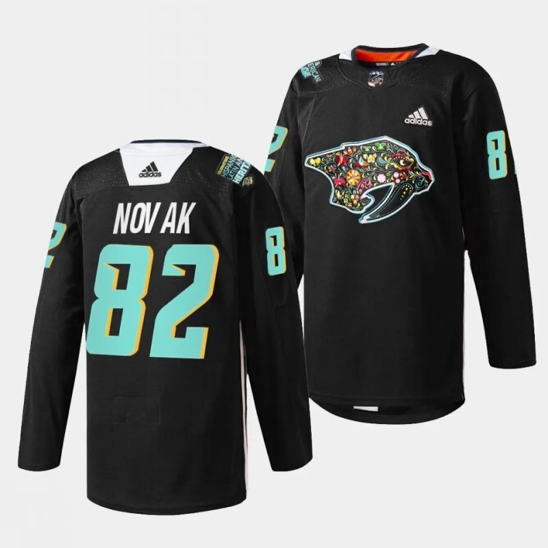nashville predators #82 tommy novak 2023 hispanic heritage night black jersey