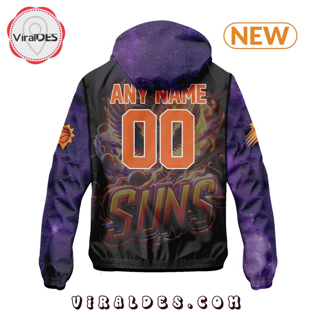 NBA Phoenix Suns Realistic Team Logo Design Windbreaker Jacket