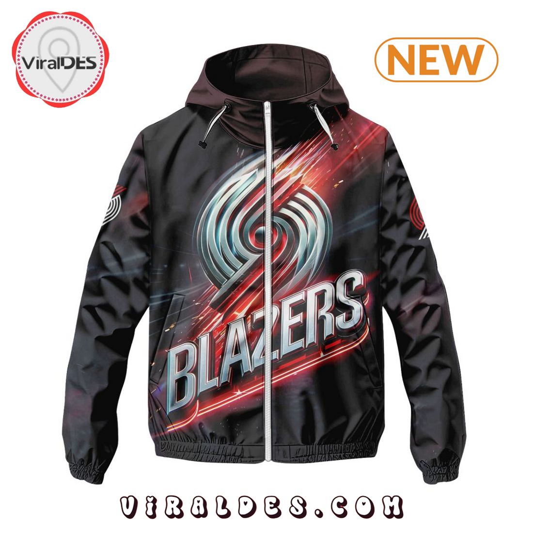 NBA Portland Trail Blazers Realistic Team Logo Design Windbreaker Jacket