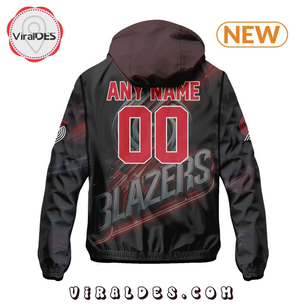 NBA Portland Trail Blazers Realistic Team Logo Design Windbreaker Jacket