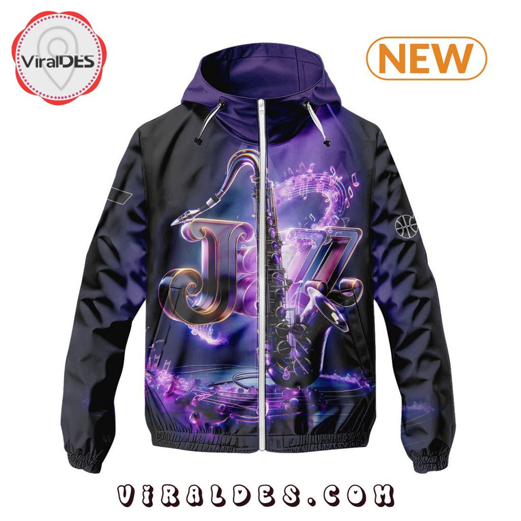 NBA Utah Jazz Realistic Team Logo Design Windbreaker Jacket