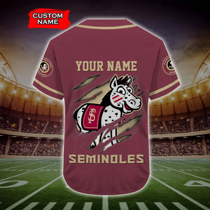NCAA Florida State Seminoles Custom Name Number Mascot Baseball Jersey Unisex Shirt - Aopprinter