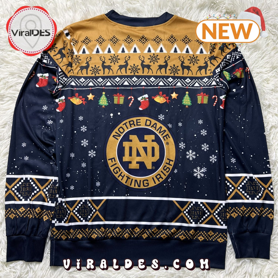 NCAA Notre Dame Fighting Irish HO HO HO Ugly Sweater