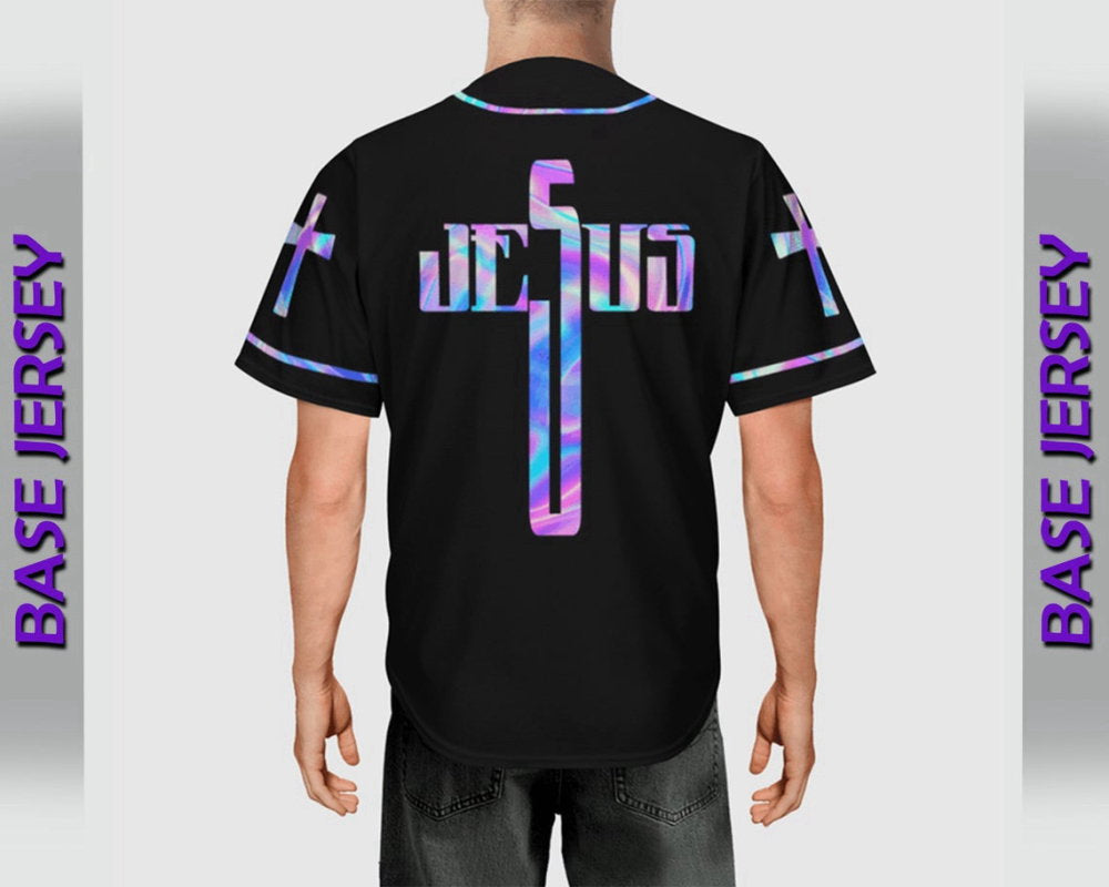 Neon Cross Christian Baseball Jersey | Colorful | Adult Unisex | S – 5XL Full Size