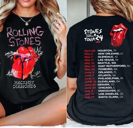 new Rolling Stones Tour 2024 Shirt Fan ShirtHackney Diamonds Tour Shirt All Size Colors