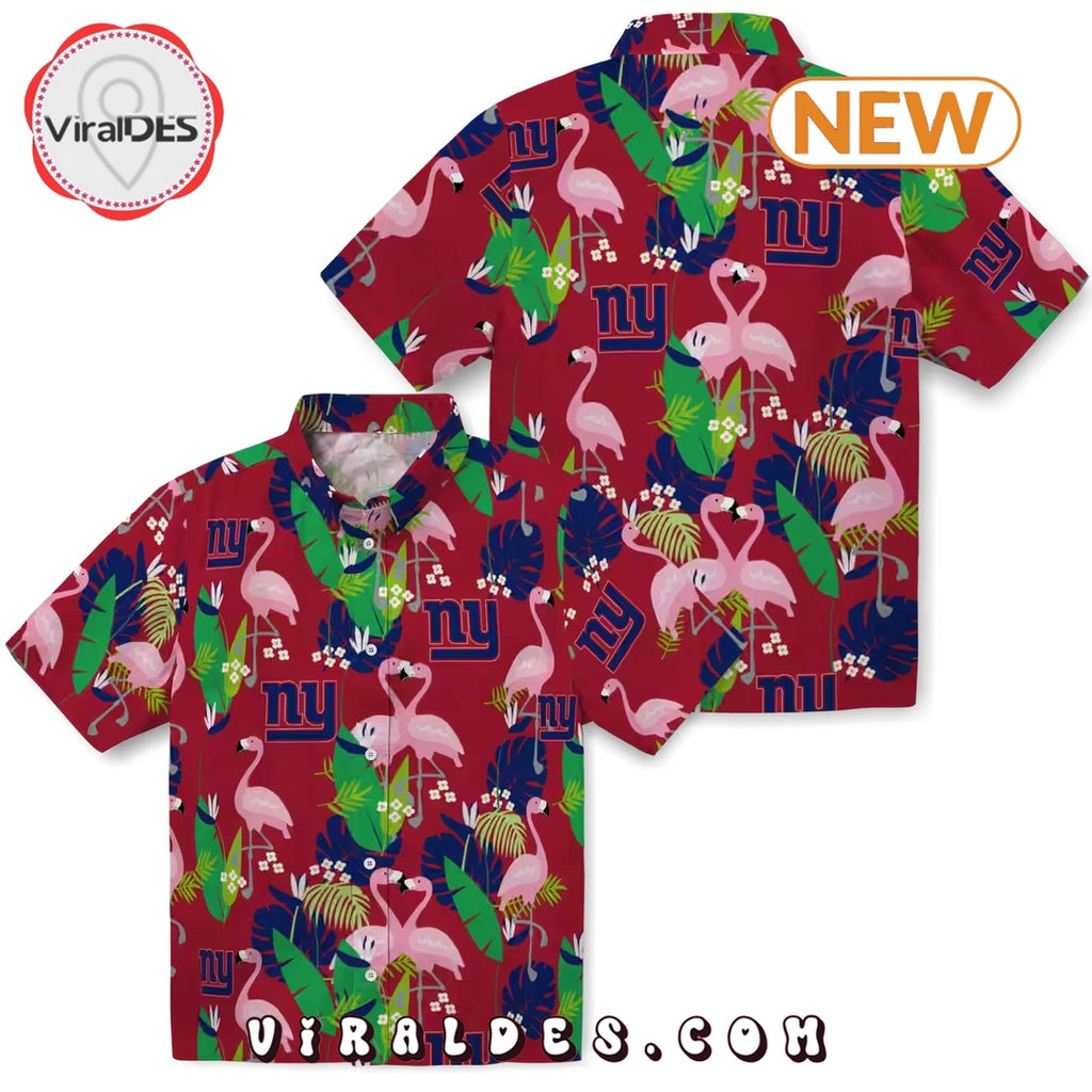 New York Giants Flamingo Foliage Hawaiian Shirt