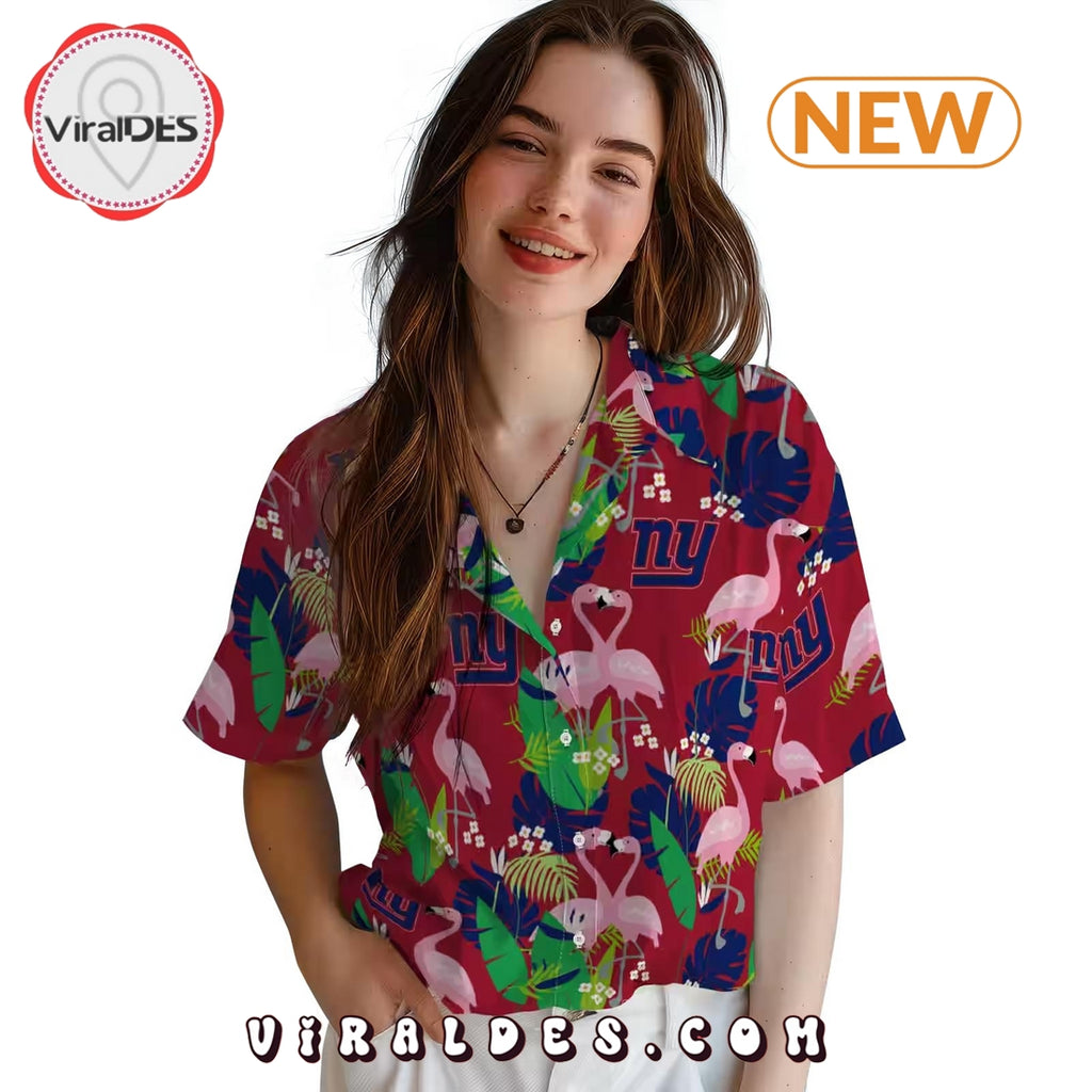 New York Giants Flamingo Foliage Hawaiian Shirt
