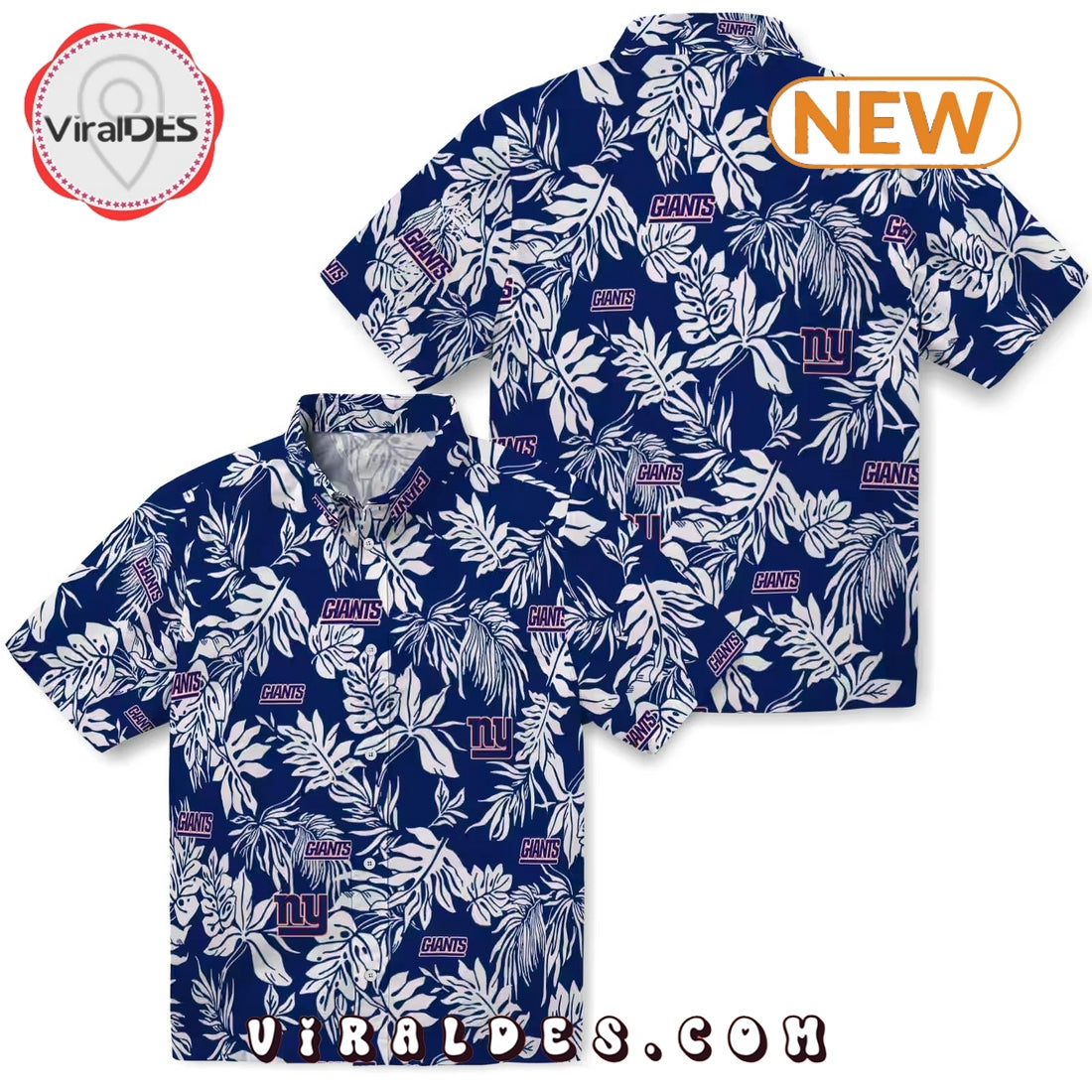 New York Giants Tropical Leaf Hawaiian Shirt