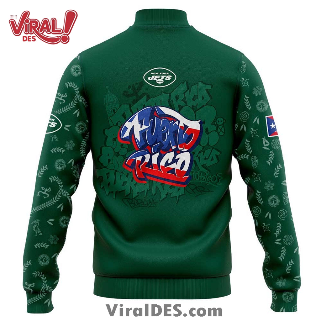 New York Jets 2025 Puerto Rico Heritage Baseball Jacket