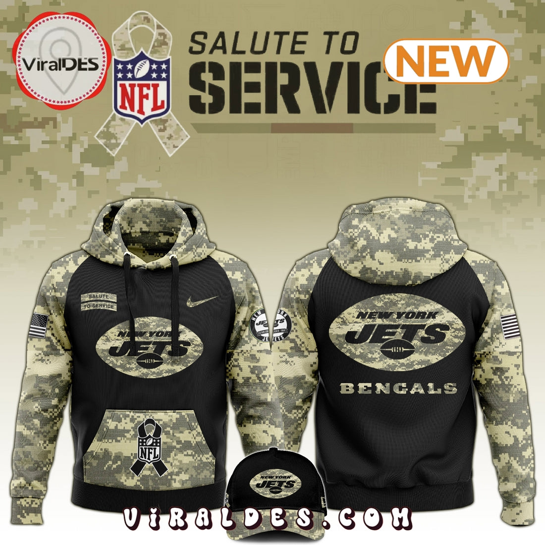 New York Jets Salute to Service Hoodie, Jogger, Cap