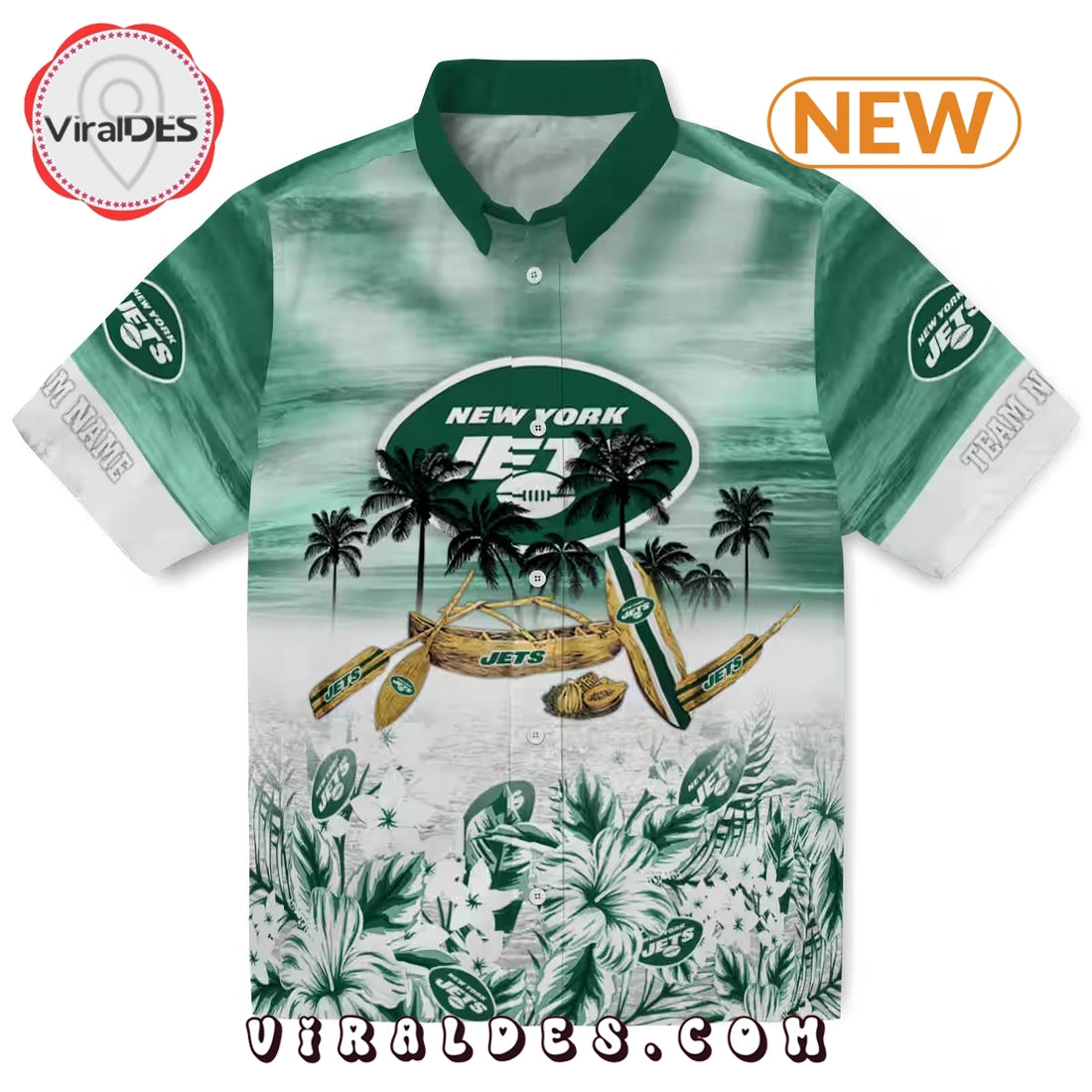 New York Jets Tropical Canoe Hawaiian Shirt