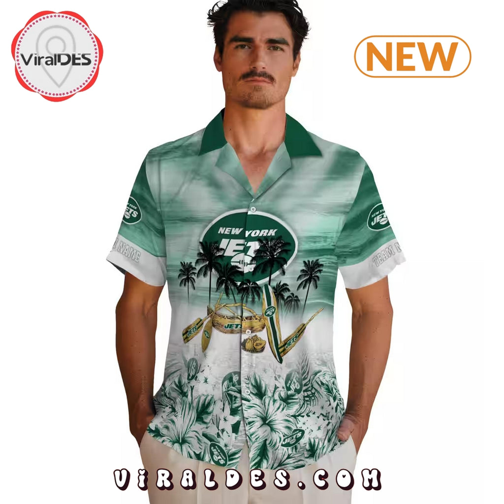 New York Jets Tropical Canoe Hawaiian Shirt