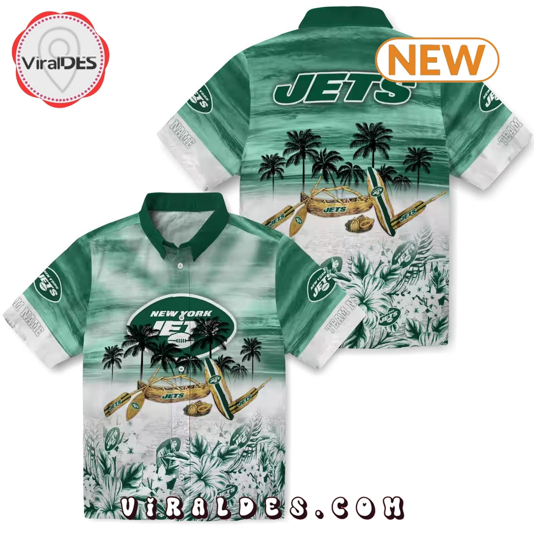 New York Jets Tropical Canoe Hawaiian Shirt