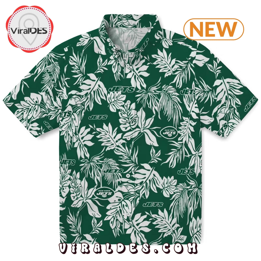 New York Jets Tropical Leaf Hawaiian Shirt
