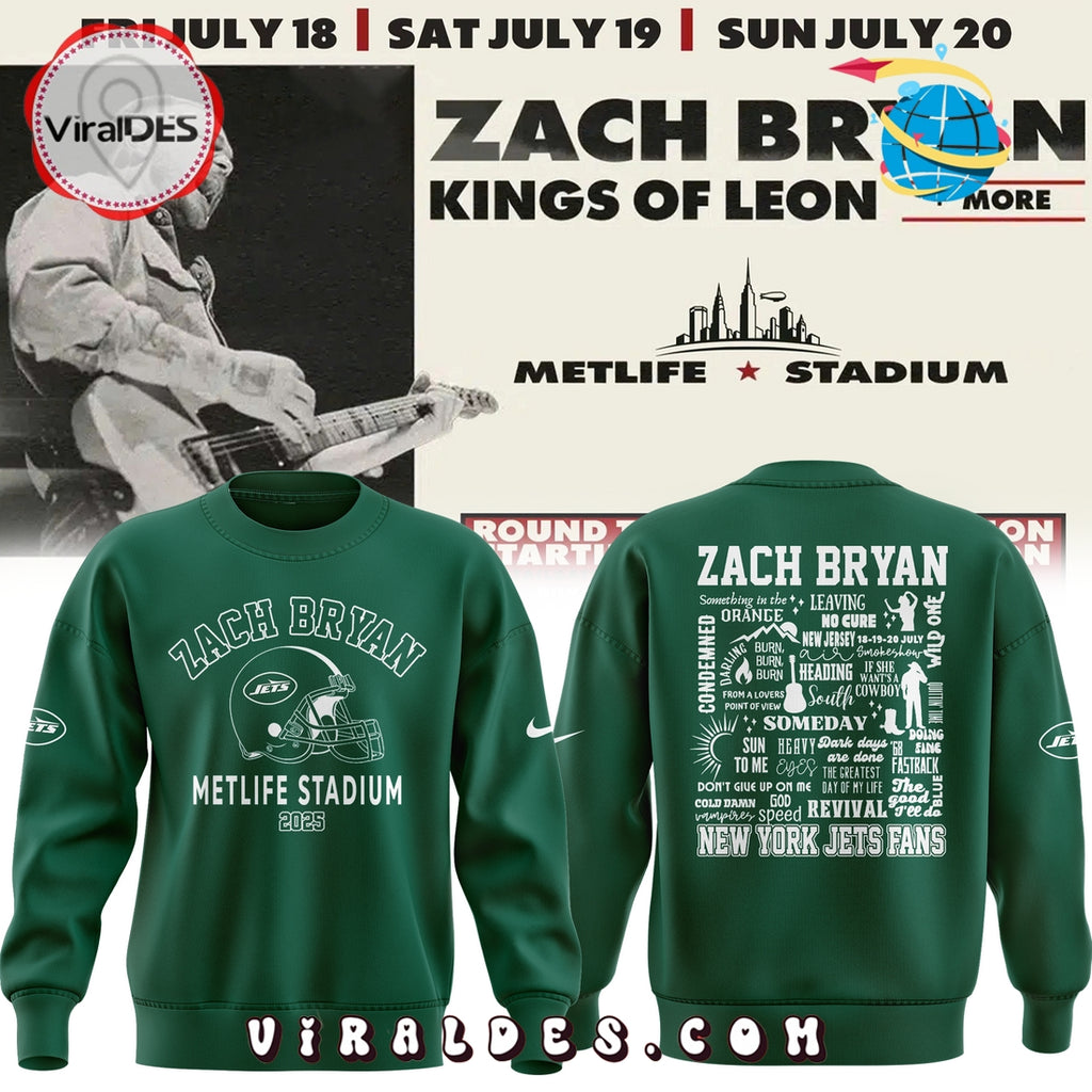 New York Jets x Zach Bryan Metlife Stadium 2025 Hoodie