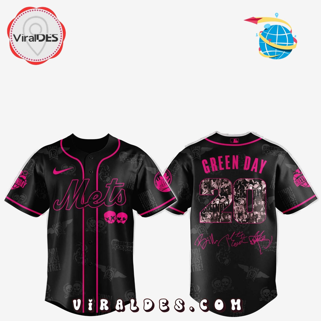 New York Mets MLB x Green Day 20th Anniversary Baseball Jersey