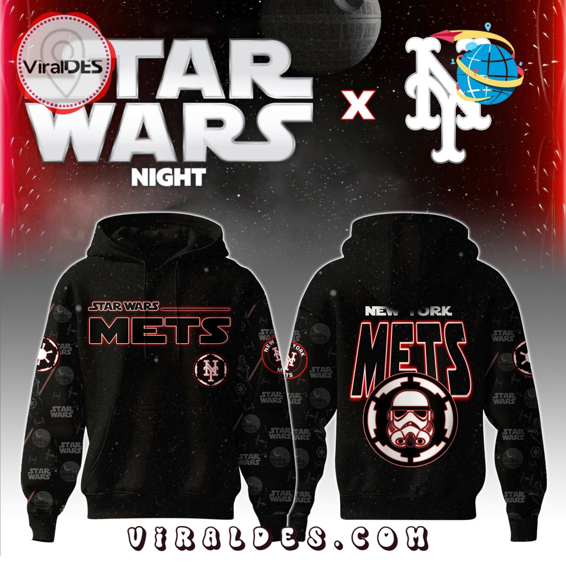 New York Mets MLB x Star War Night Hoodie, Jogger, Cap