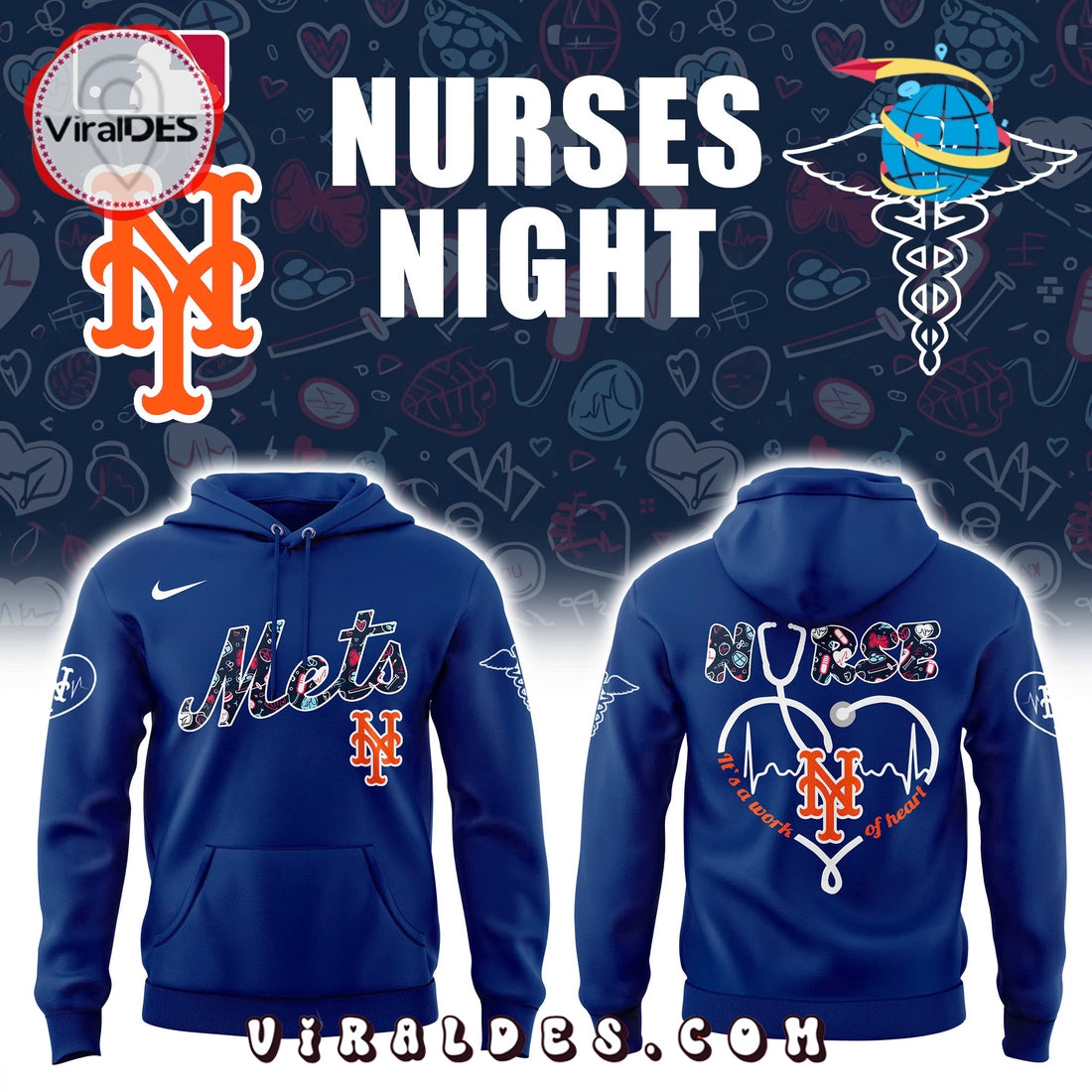 New York Mets Nurses Night Navy Hoodie, Long Pants