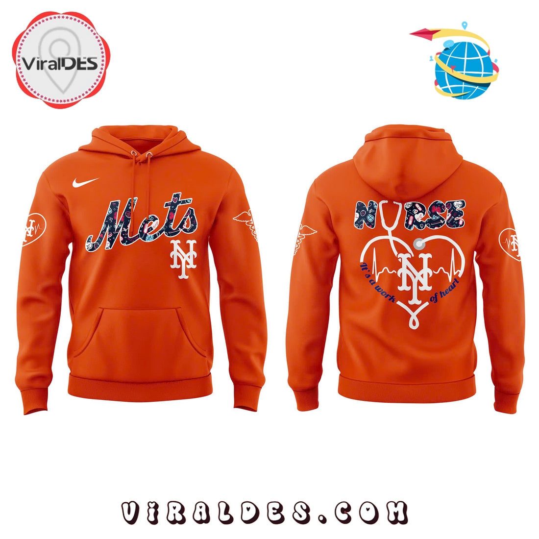 New York Mets Nurses Night Orange Hoodie, Long Pants